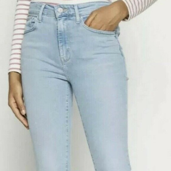 Levi's 721 Jeans 30 High Rise Waist Skinny Distressed Light Wash Denim Raw Hem - Picture 4 of 11